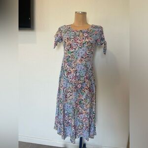 Croft & Barrow Floral Blue Pink Midi Dress